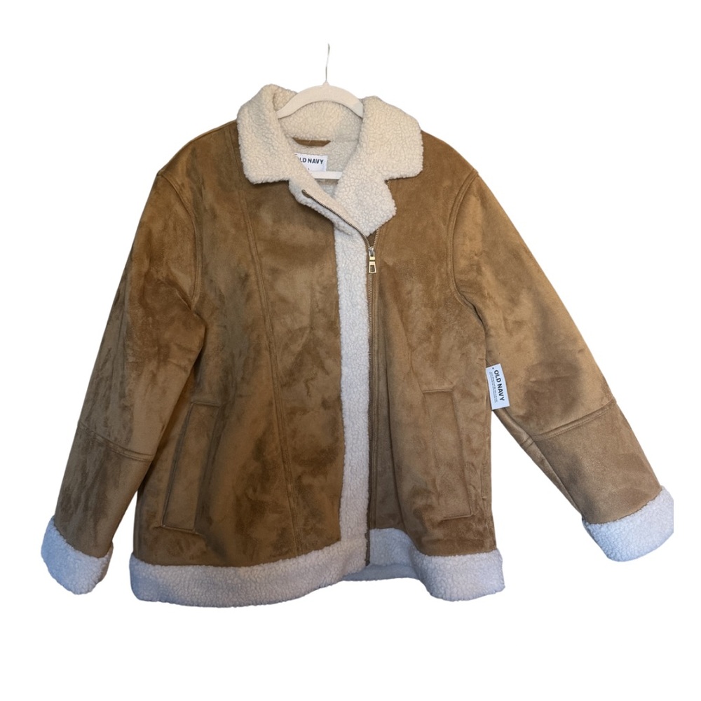 OLD NAVY Cozy Tan Jacket with Cream Accents